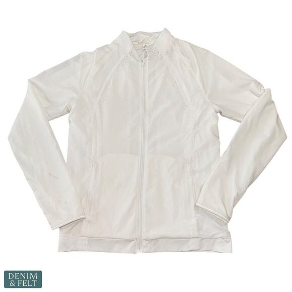 Lululemon Hit It Jacket White Laser Cut Perforated Zip Up Activewear Size 4 - Picture 5 of 14